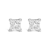 14K White Gold 2.0 Cttw Princess Cut Lab-Grown Diamond Solitaire Stud Earrings (F-G Color, VS2-SI1 Clarity)